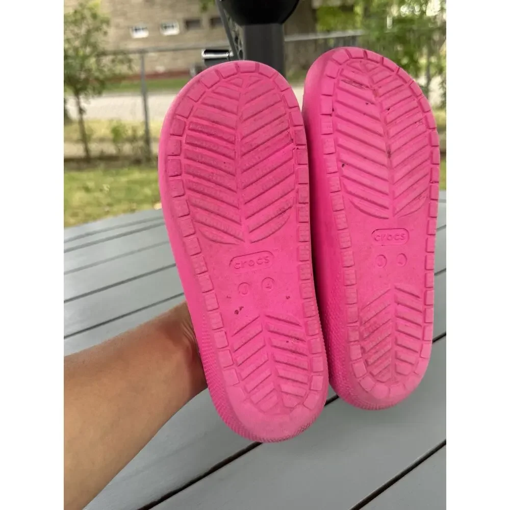 Crocs Classic Slides Pink Slip On Sandals Shoes Hot Pink Kids Youth Size J4
